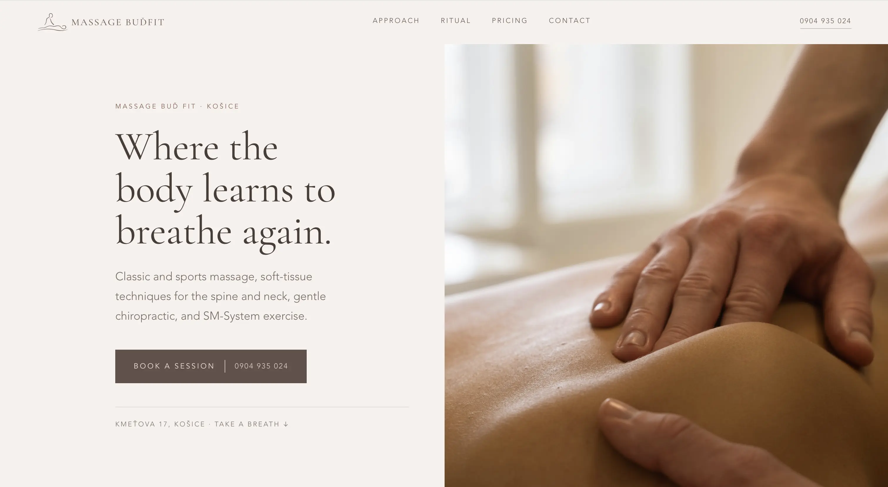 Massage Budfit website hero screenshot